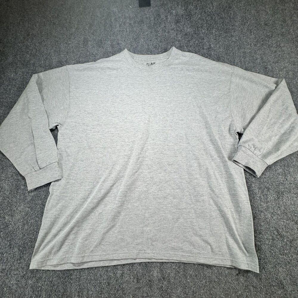Pluma Men's XXL Gray Long Sleeve T-Shirt 90% Cotton Basic Crew Neck Tee